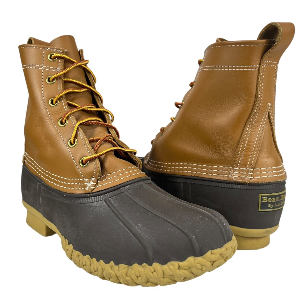 L.L. Bean Men's 7M 6" Brown Leather Duck Boots Rubber Bottom Made‎ in Maine USA